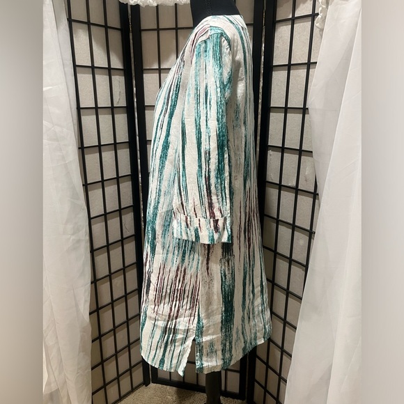 Peck & Peck Teal and White Linen SHIFT DRESS, RESORTWEAR, WOMEN SIZE L - Picture 5 of 9